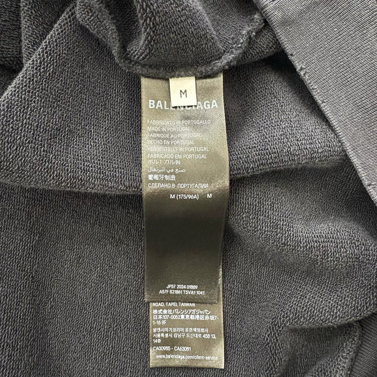 Balenciaga Black Distressed Wash Appliqué Logo Hooded Sweater