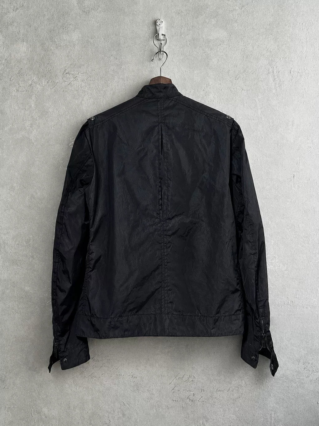 Versace 2000s Black Blue Nylon Zip-Up Jacket