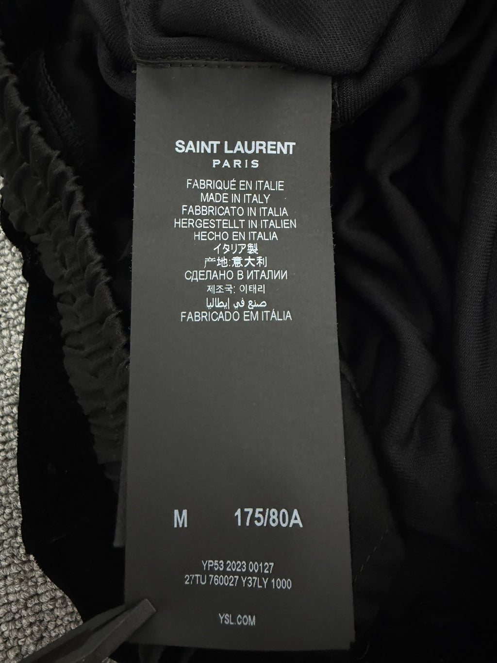 Saint Laurent Slp23fw Black Velvet Pants