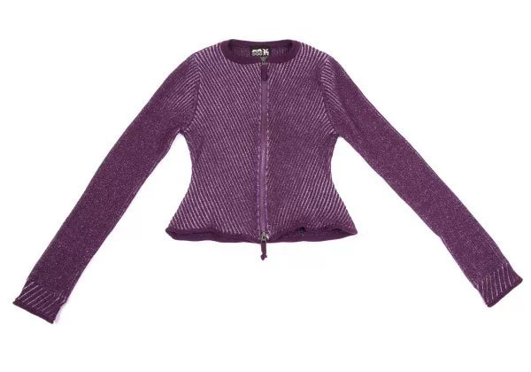 Jean Paul Gaultier Vintage Purple Zip-Up Knit Sweater