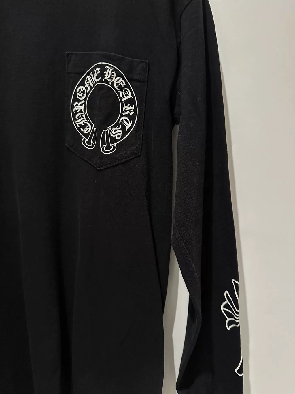 Chrome Hearts Black Horseshoe Scroll Cross Long Sleeve Top