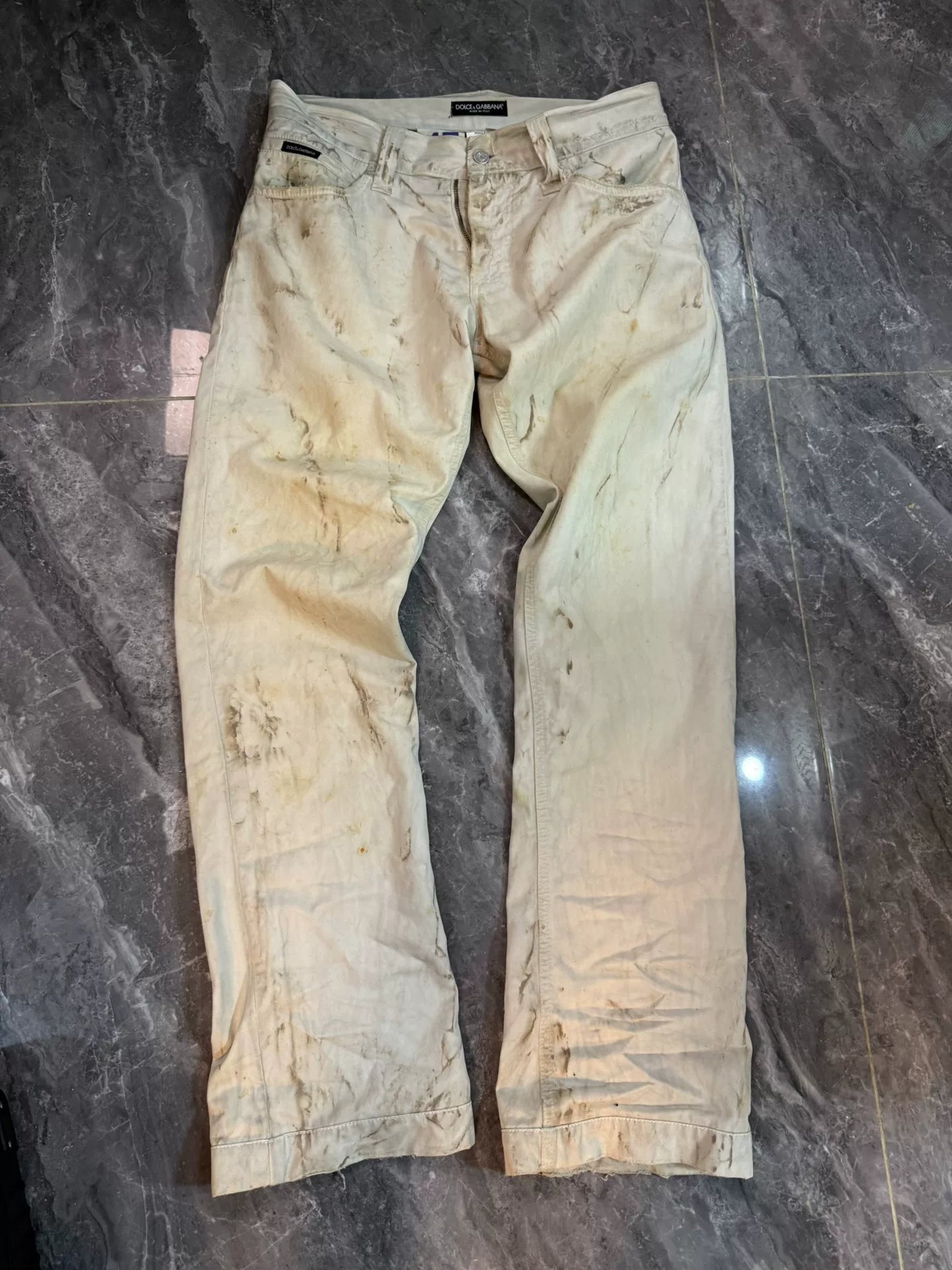 Dolce Gabbana Painted Distressed Pants