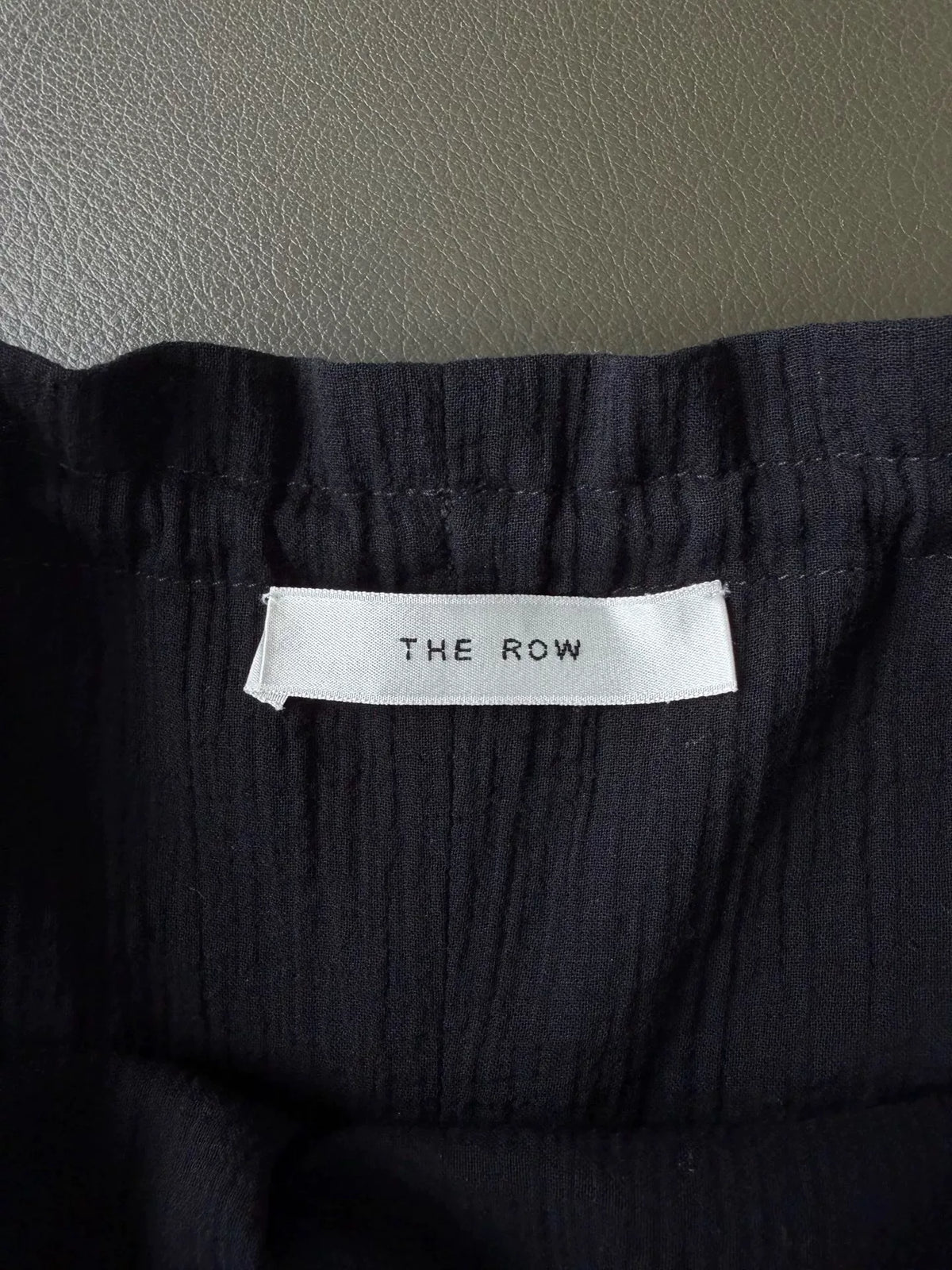 The Row Black Drawstring Pleated Cotton Trousers