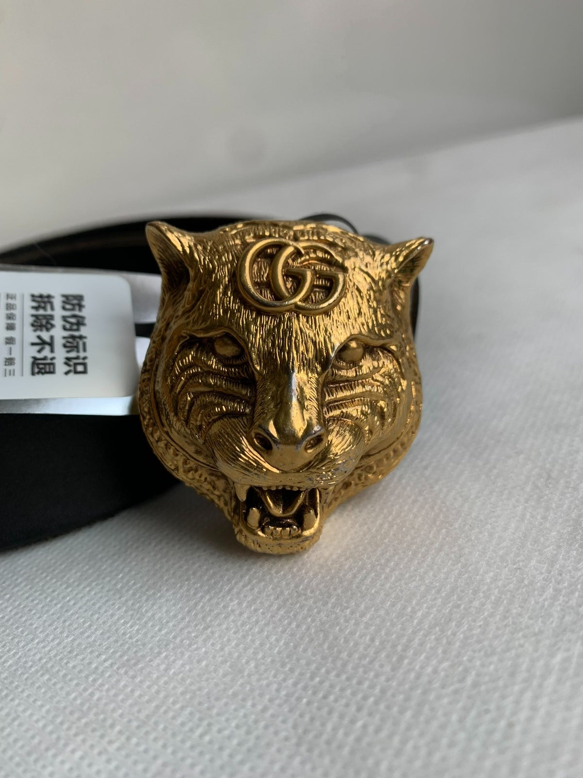 Gucci Black Tiger Head Buckle Belt
