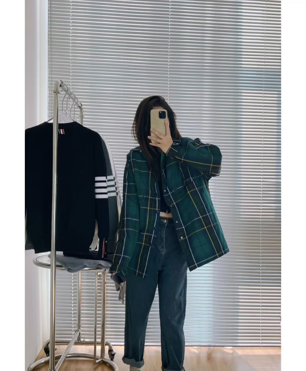 Prada Green Plaid Wool Flannel Jacket