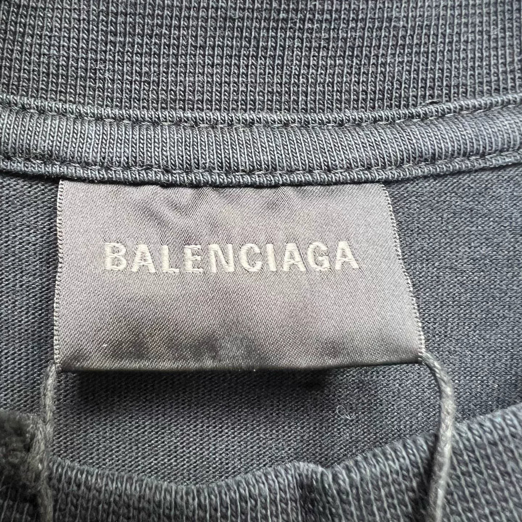 Balenciaga Black Inverted Letter Logo Short Sleeve T-Shirt