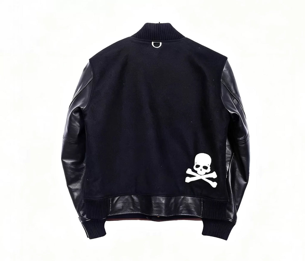 Mastermind Japan Varsity Mainline Reversible Cashmere White Skull Jacket