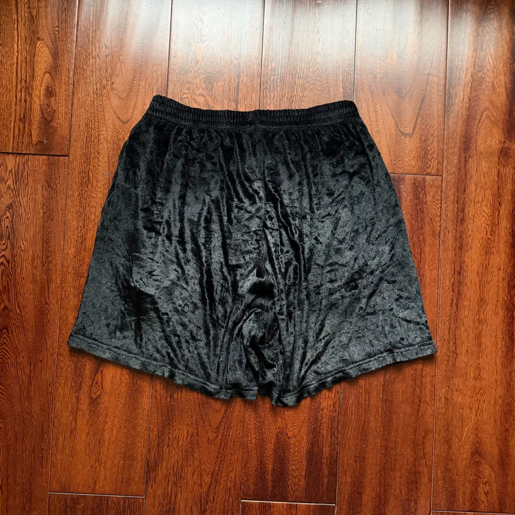 Balenciaga Black Velvet Drawstring Shorts