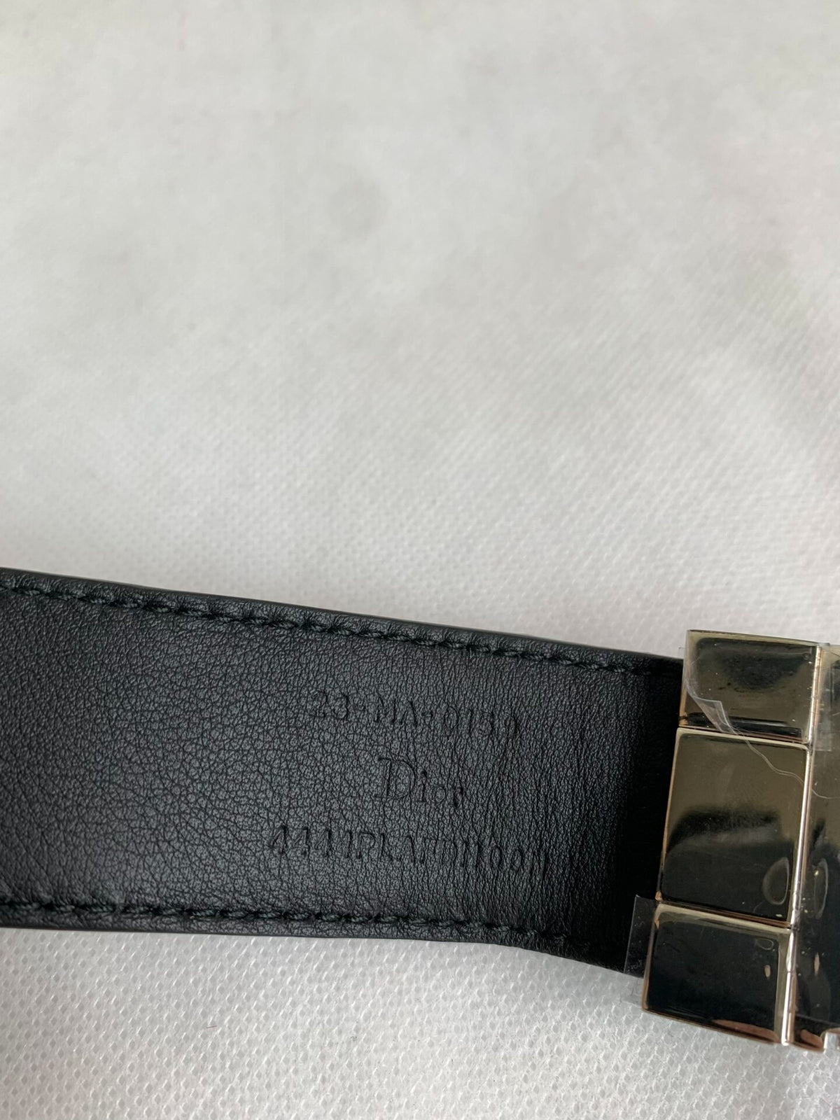 Dior Black Crocodile-Embossed Silver CD Belt