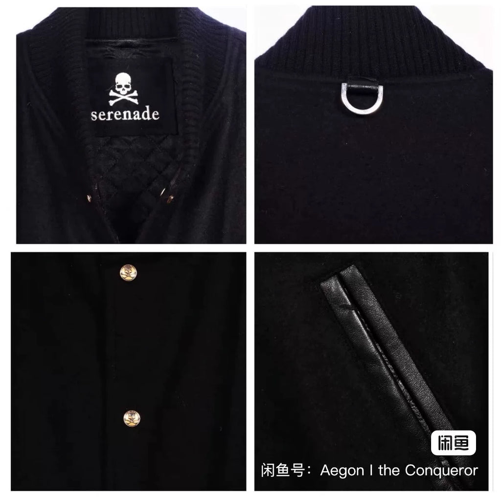 Mastermind Japan Varsity Mainline Reversible Cashmere White Skull Jacket