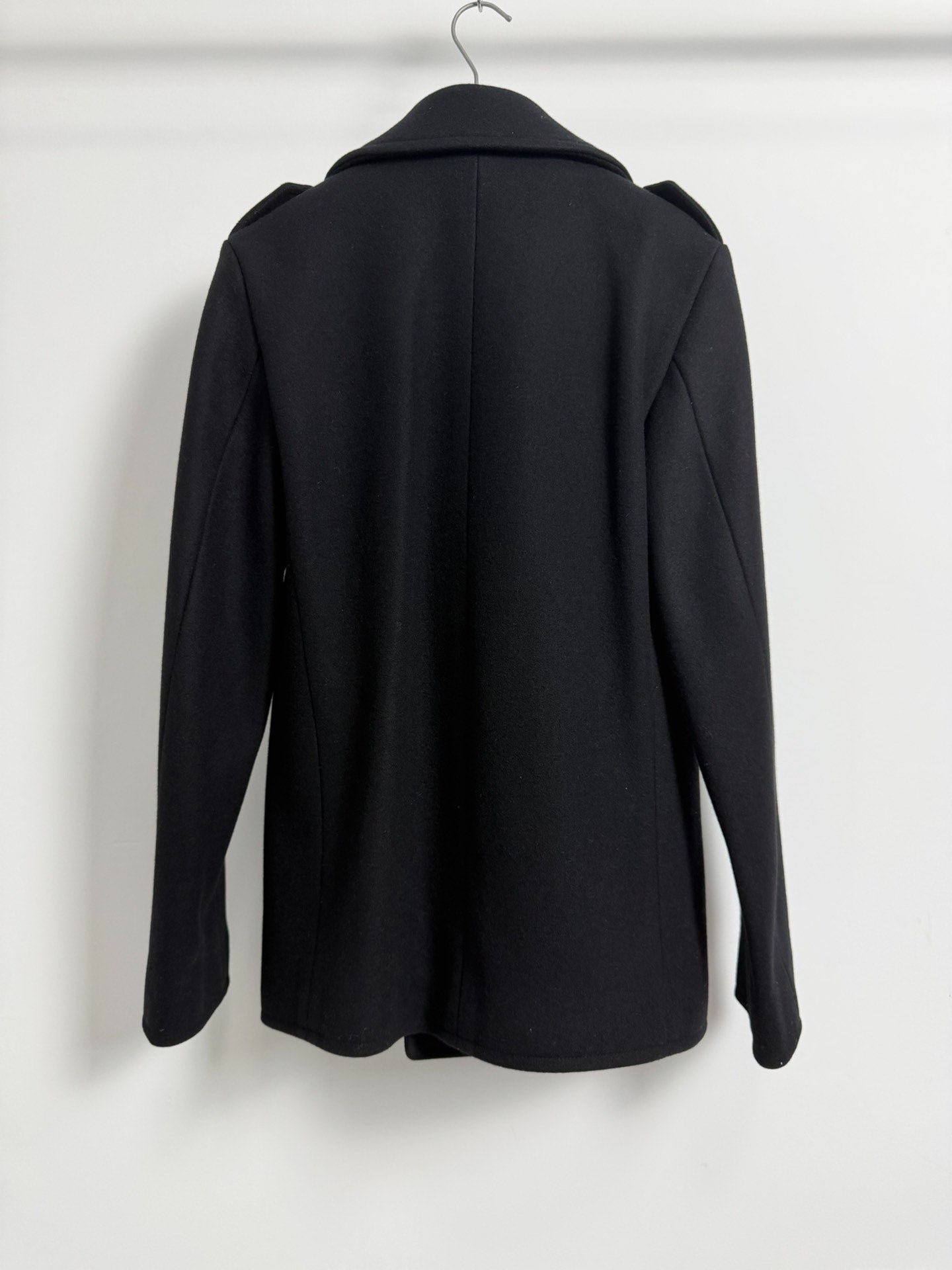 Saint Laurent Slp21fw Black Double-Breasted Wool Coat