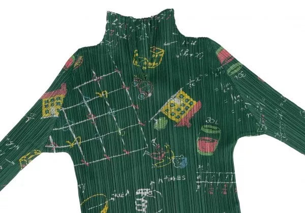 Issey Miyake Chalkboard Doodle Pleated Top