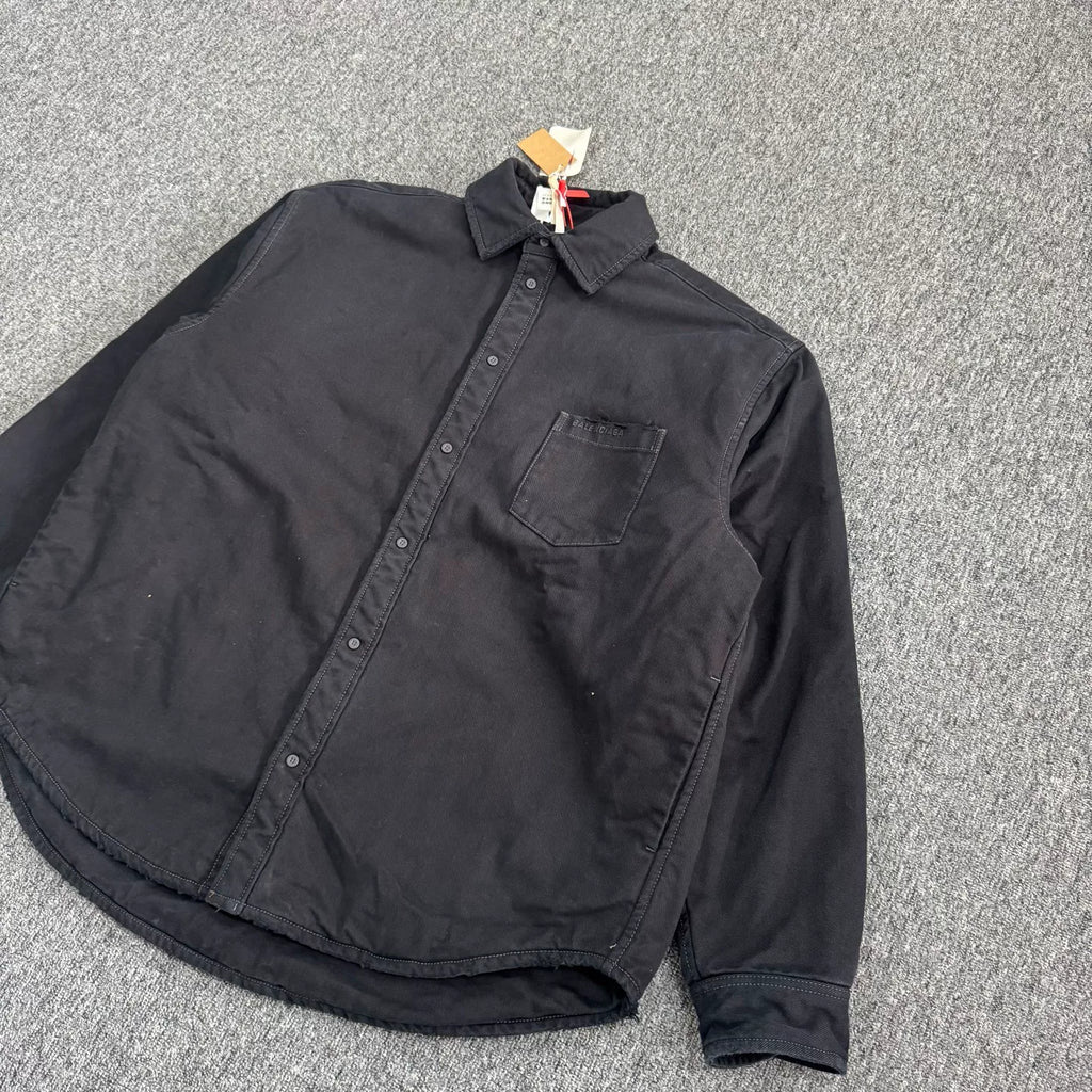 Balenciaga Black Washed Distressed Denim Jacket