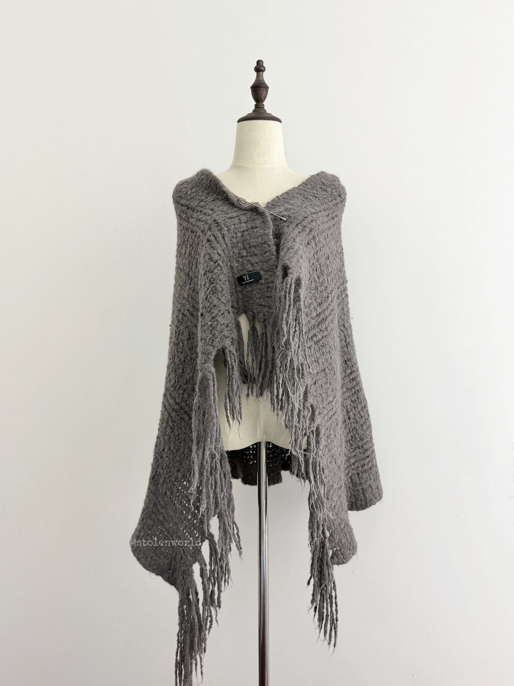 Yohji Yamamoto Y's Boucle Wool Fringe Shawl - Devines