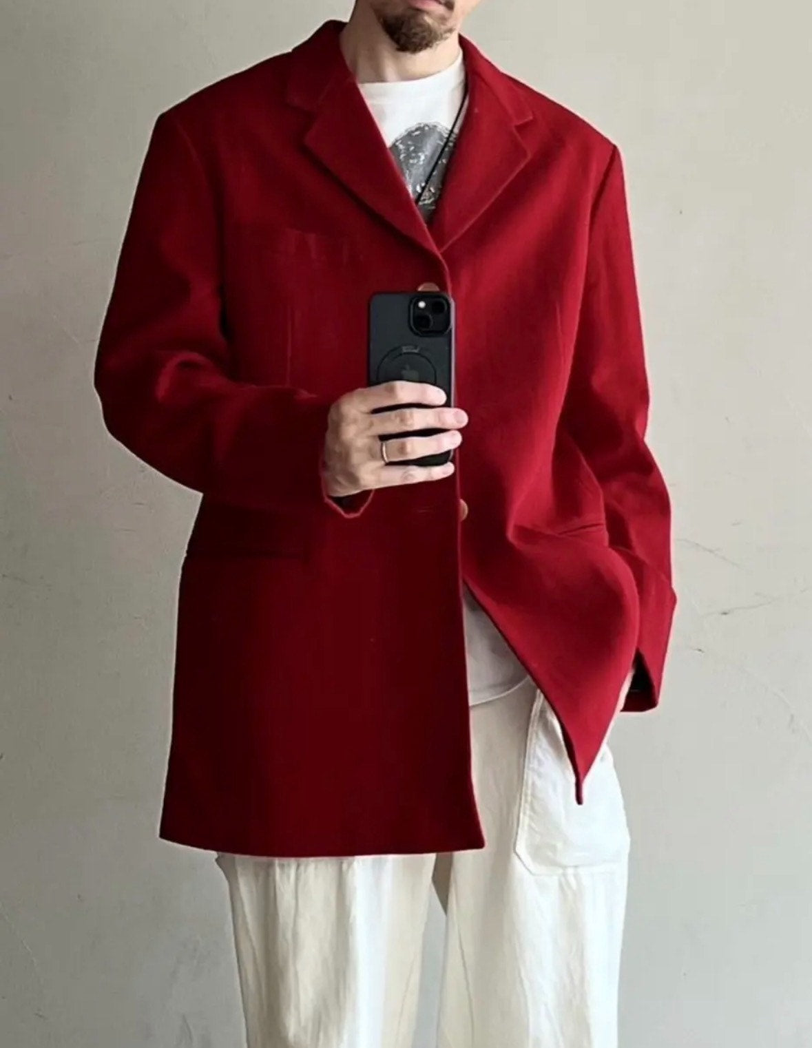 Yohji Yamamoto 1990s Red Wool Suit Jacket