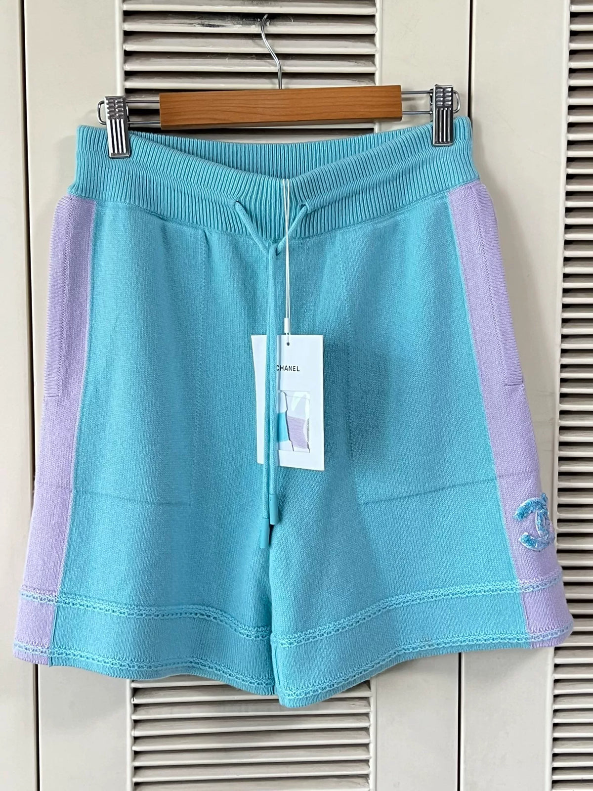 Chanel 24c Color-Block Knit Shorts