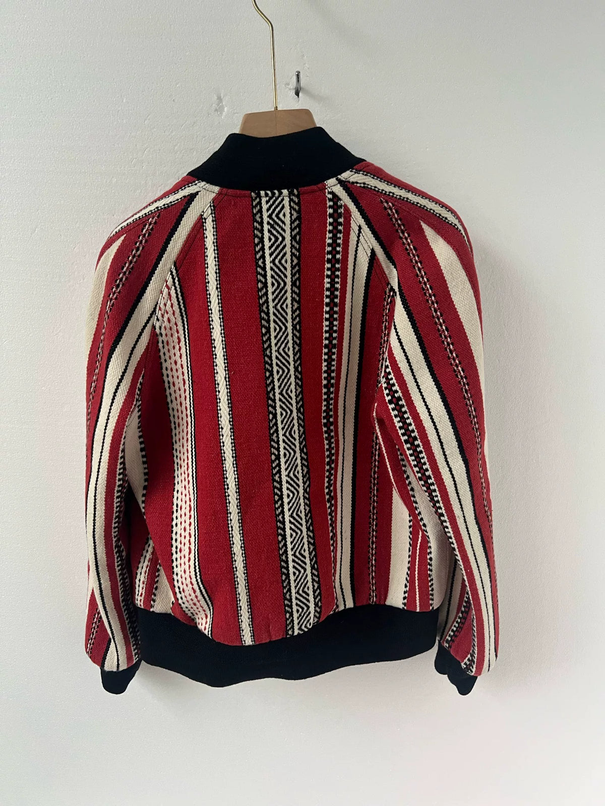 Saint Laurent Red White Color-Block Baseball Jacket