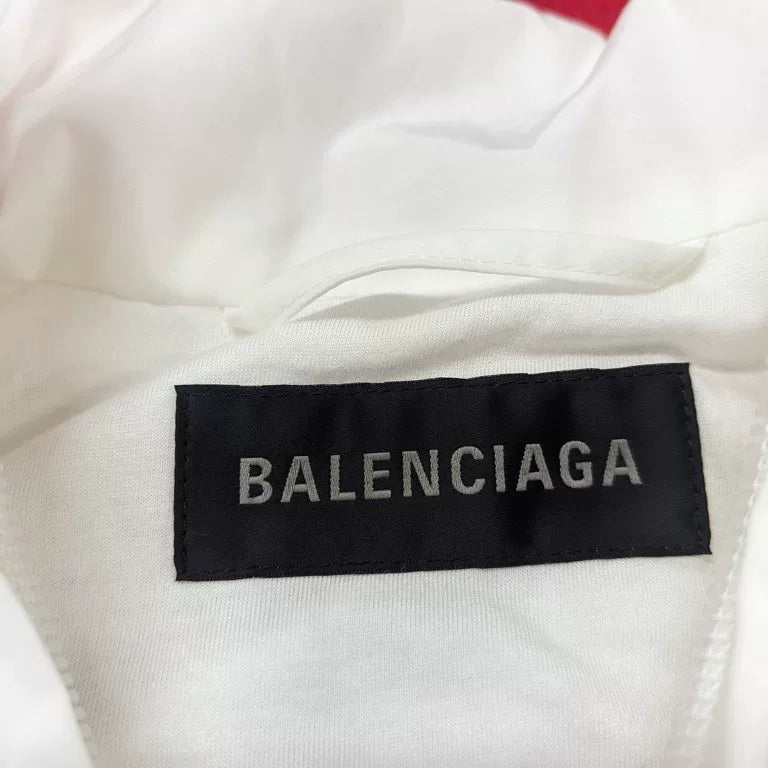 Balenciaga White Letter Print Stand-Collar Zip-Up Jacket