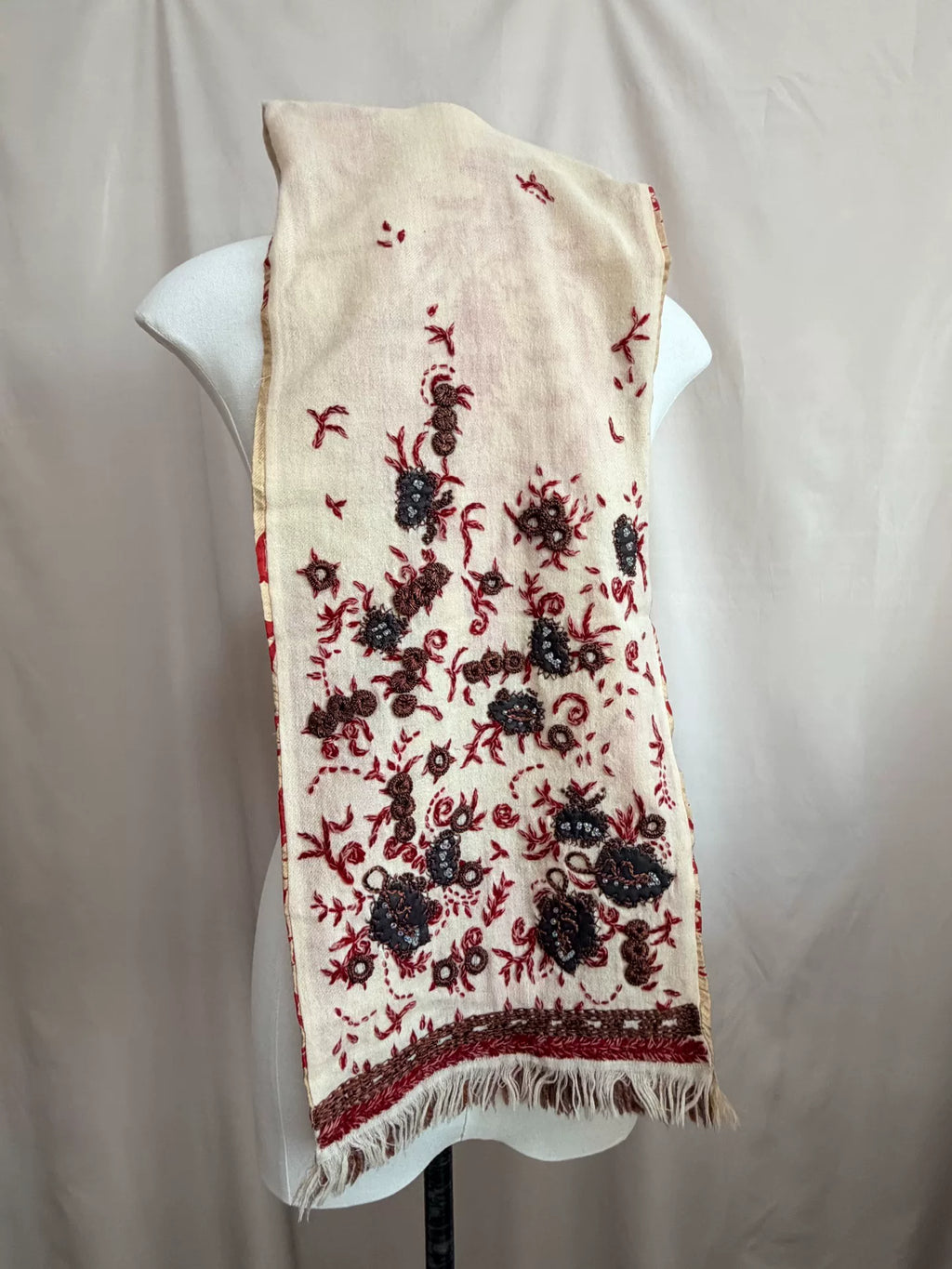 Dries Van Noten Embroidered Tassel Scarf