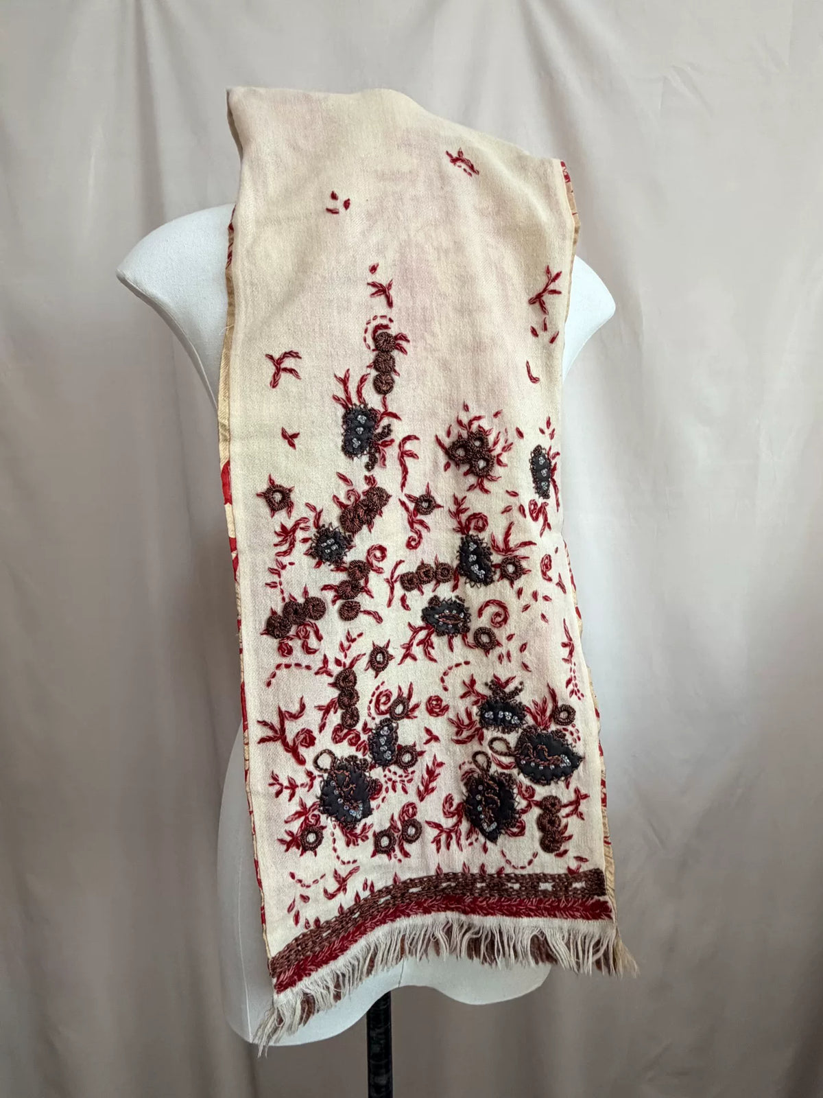 Dries Van Noten Embroidered Tassel Scarf