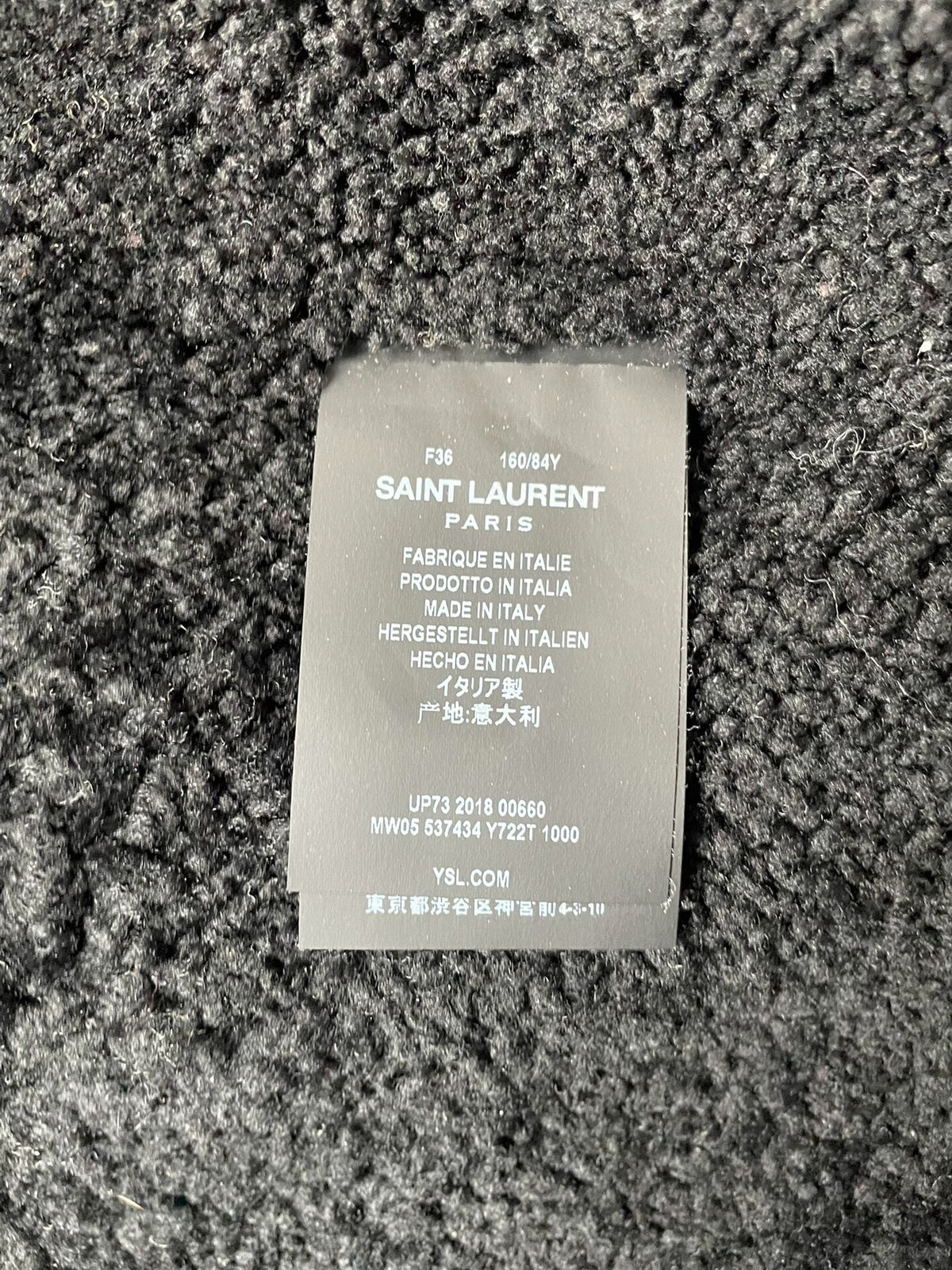 Saint Laurent 18FW Black Nylon Lambswool Parka Coat