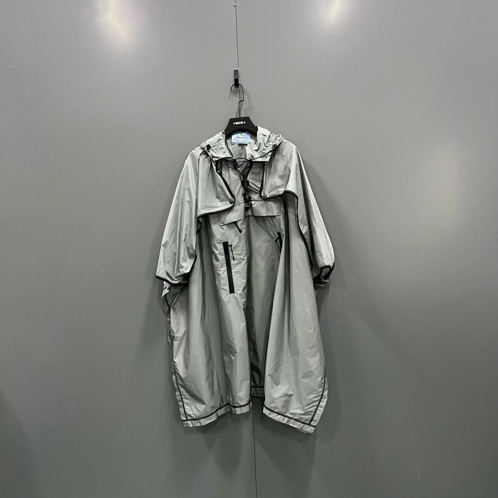 Prada Silver Hooded Triangle Logo Cape