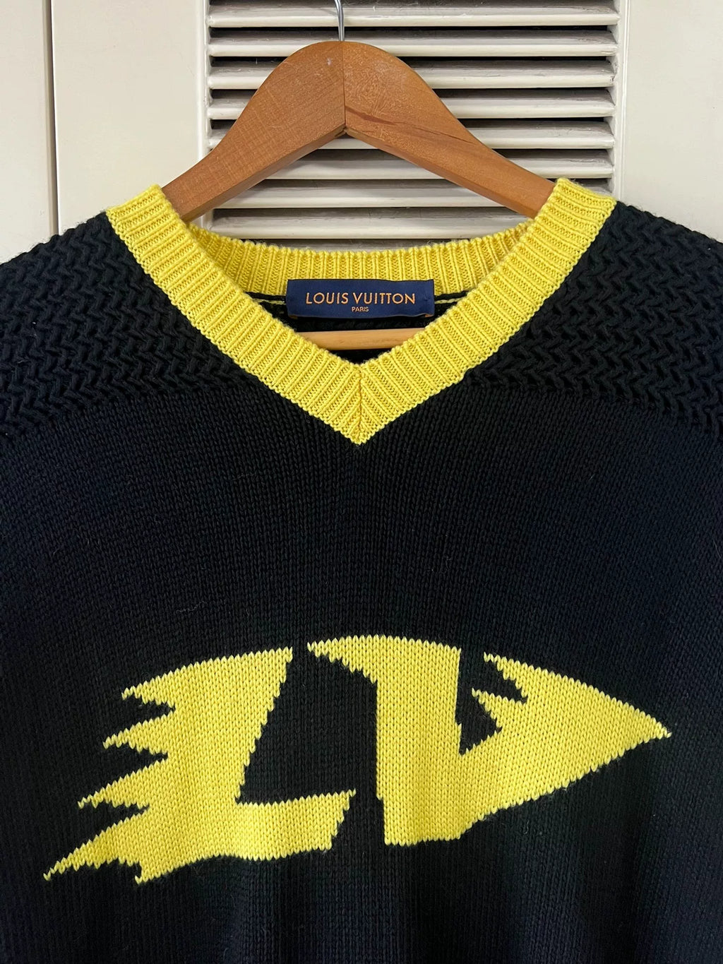 Louis Vuitton Black Yellow Flame Logo Sweater