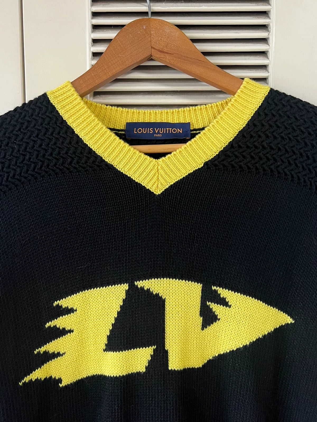 Louis Vuitton Black Yellow Flame Logo Sweater