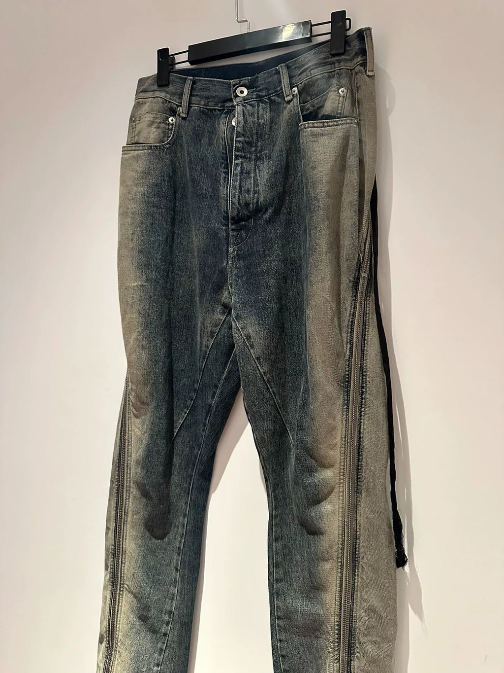 Rick Owens Drkshdw Zip Gradient Blue Banana Pants