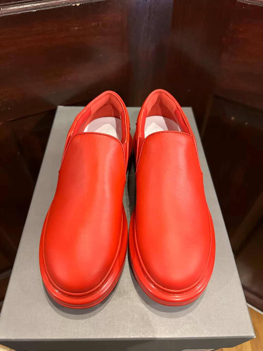 Alexander McQueen Red Thick-Sole Slip-On Sandals