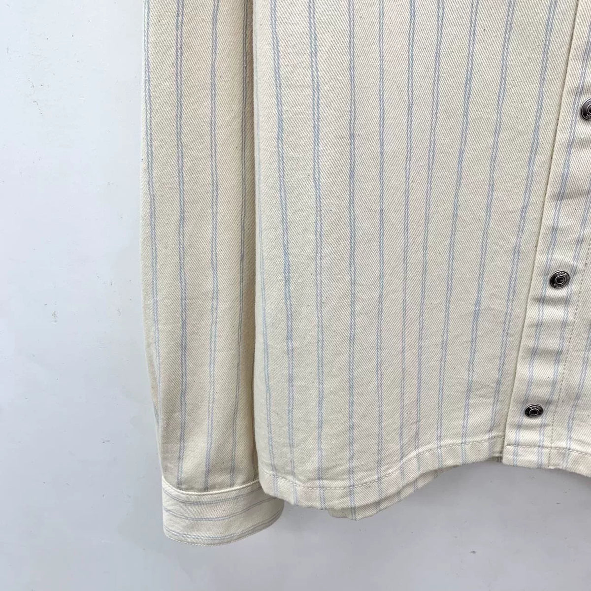 Dior Beige Vertical Stripe Logo Letter Embroidered Cotton Collared Single-Breasted Long Sleeve Shirt