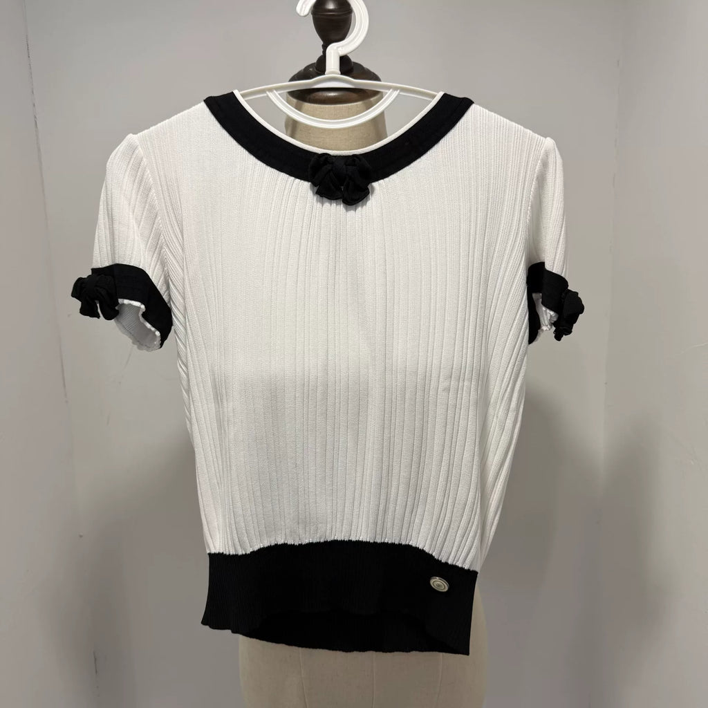 Chanel Butterfly Knit Short Sleeve Top