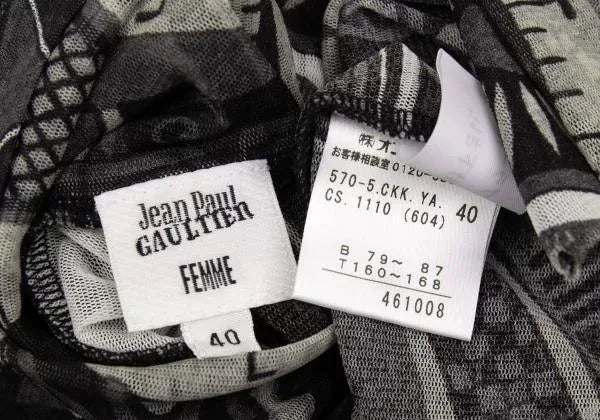 Jean Paul Gaultier Vintage Black Robot Mesh Top