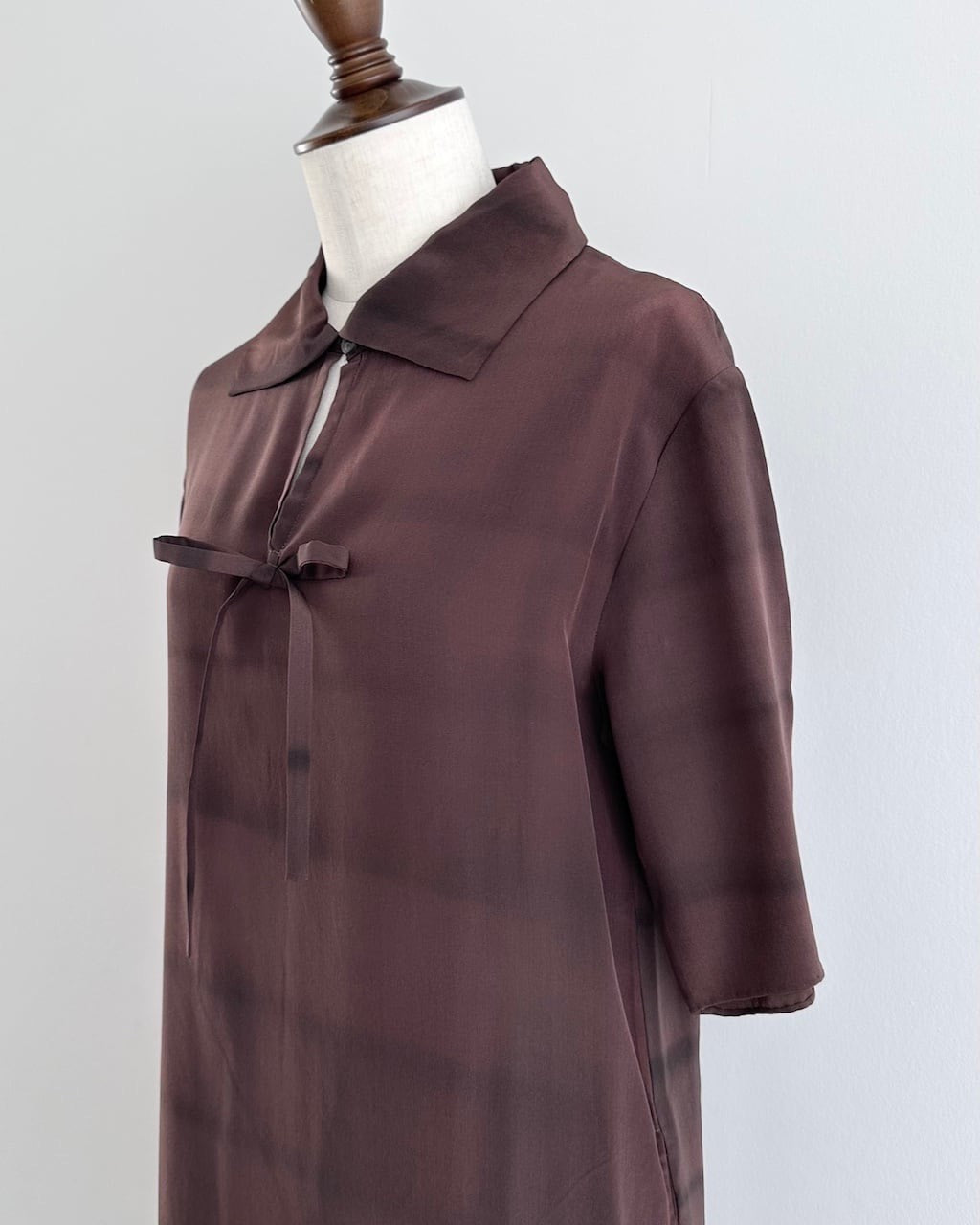 Issey Miyake SS97 Brown Striped Silk Dress