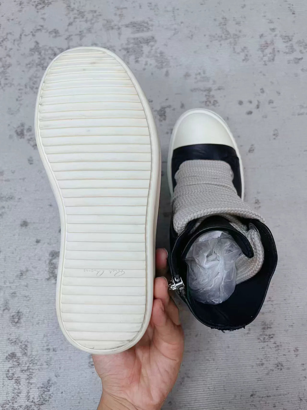 Rick Owens Black and White Tank Sole Large Converse Sneakers
