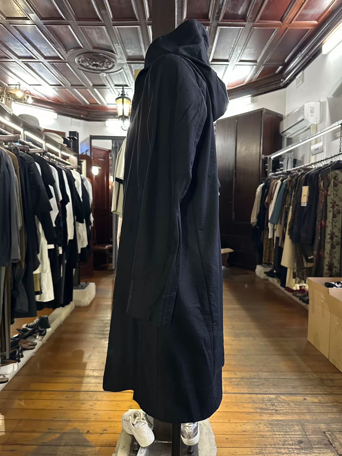 Julius FW16 Pre Black Hooded Cotton Nylon Coat