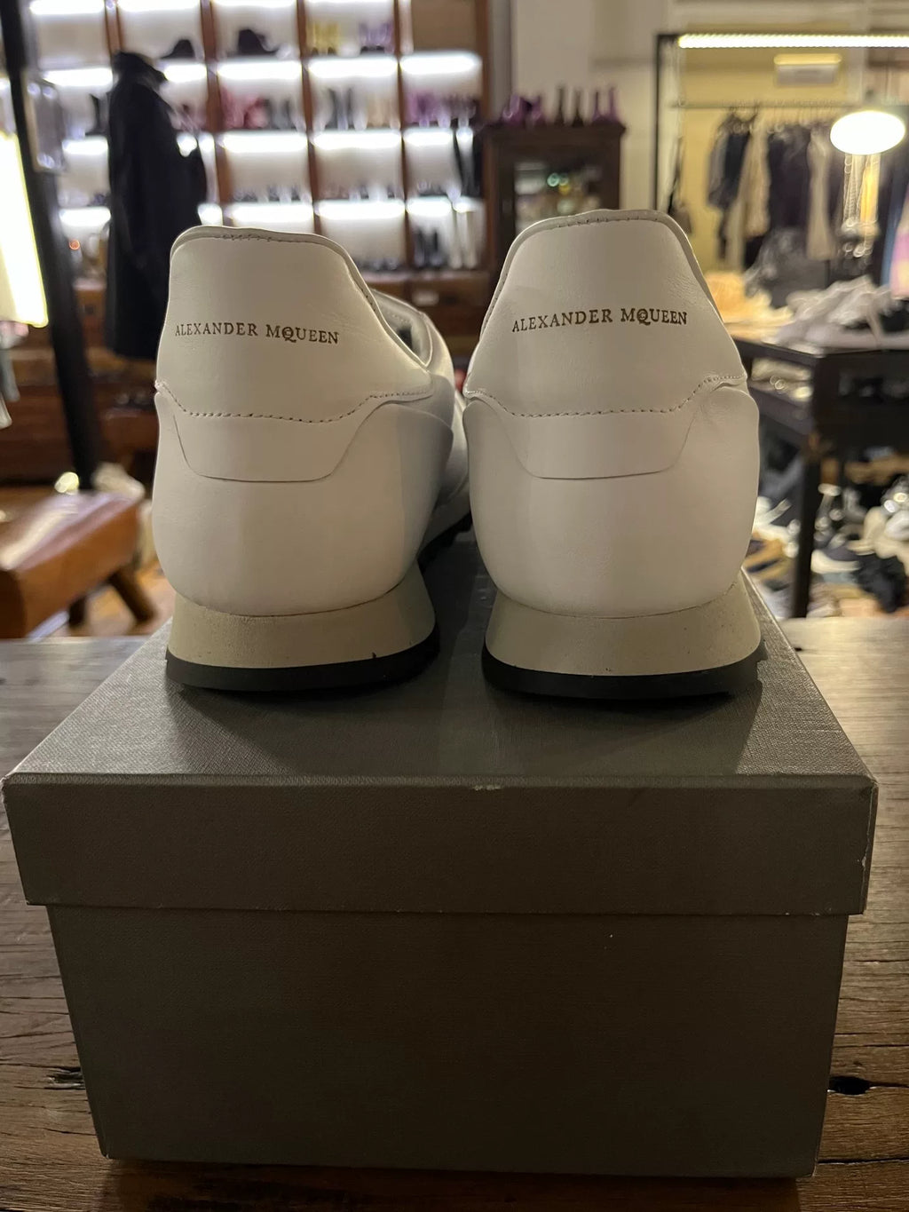 Alexander McQueen SS15 White Feather Print Leather Sneakers