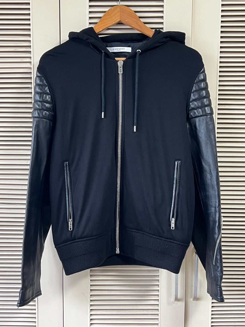 Givenchy Men's Leather-Panel Hooded Jacket