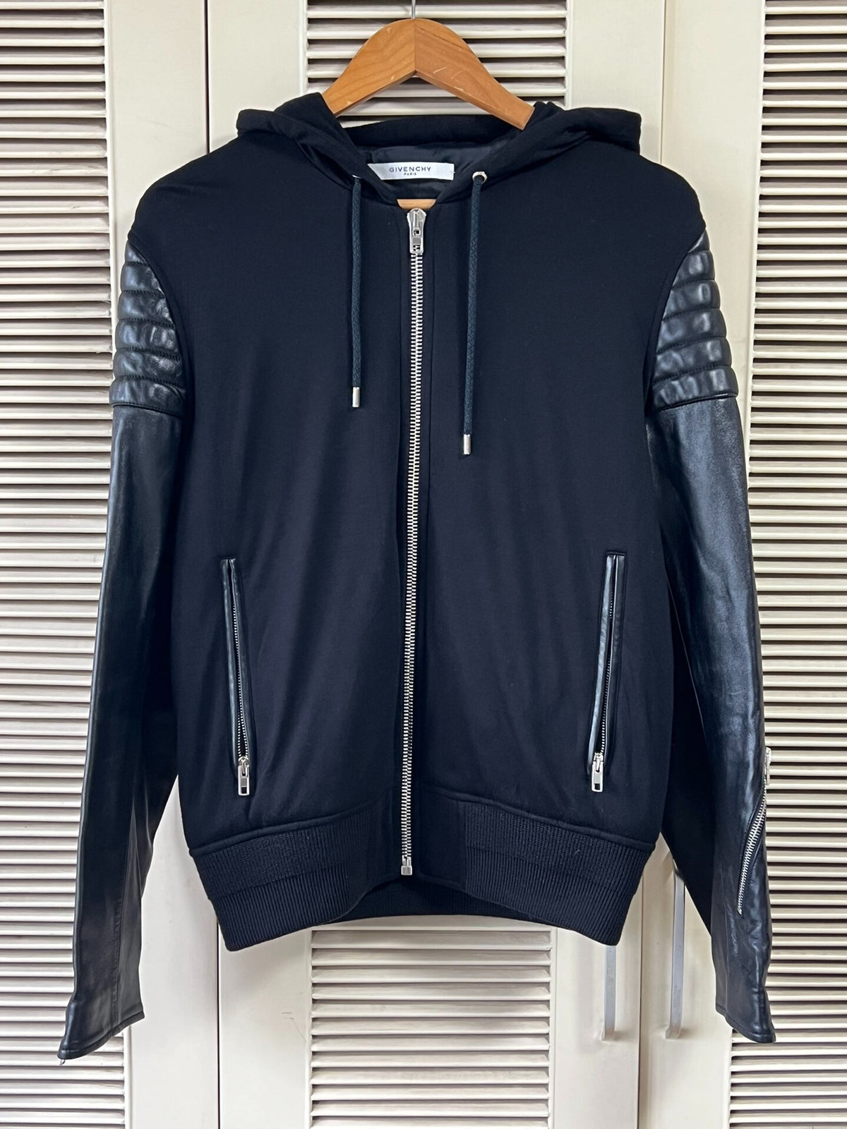 Givenchy Men's Leather-Panel Hooded Jacket
