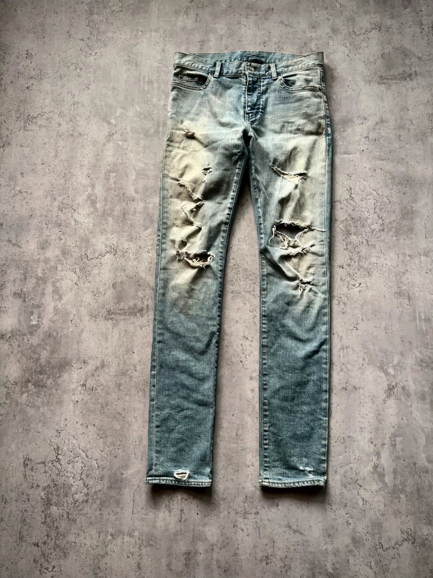Saint Laurent Paris 16SS D02 Blue Distressed Denim Jeans by Hedi Slimane