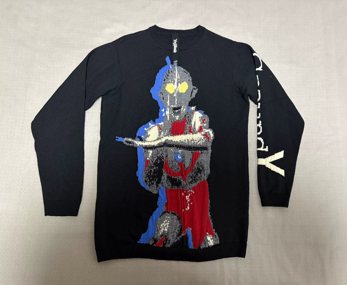 Yohji Yamamoto Groundy Knit Embroidered Pleated Sweater