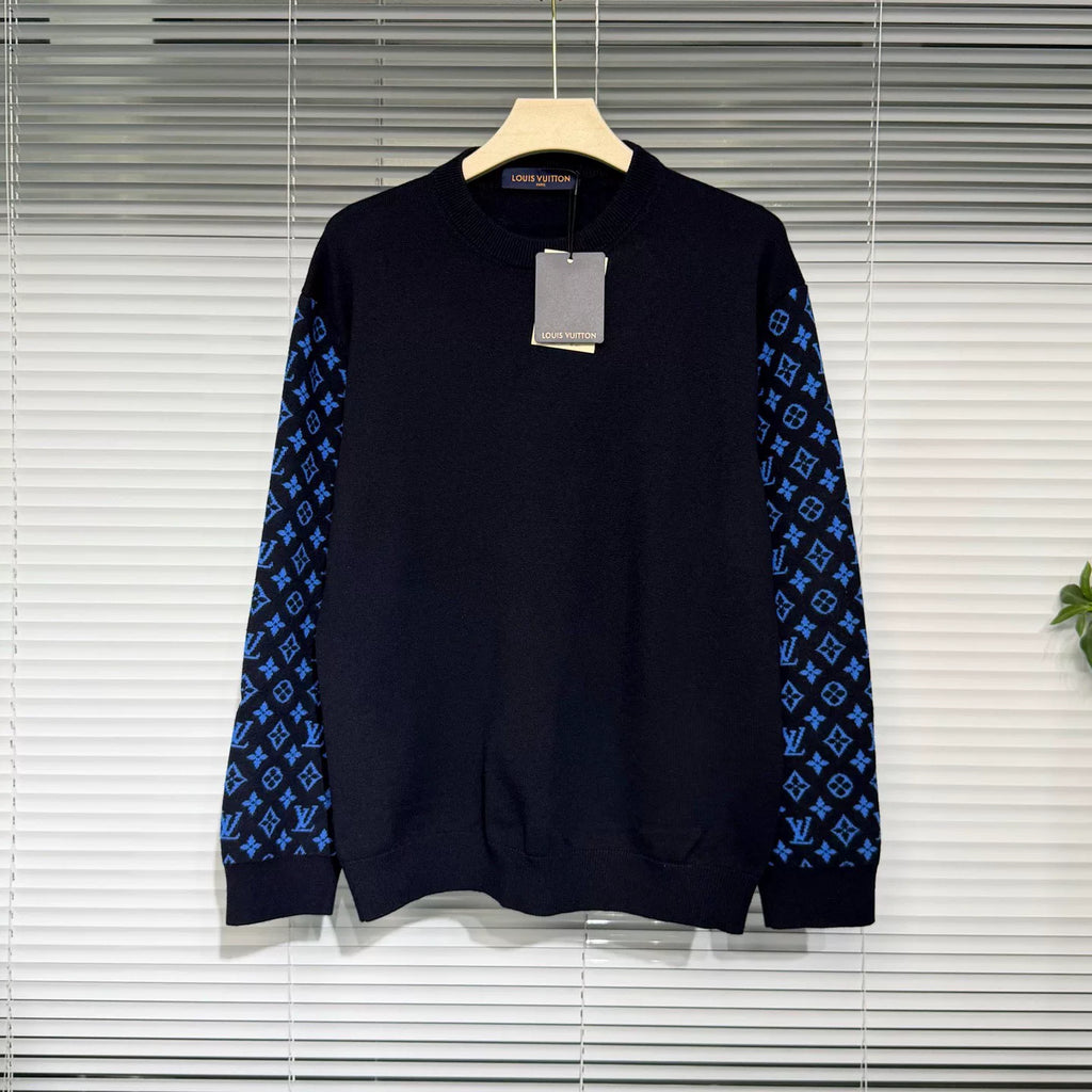 Louis Vuitton Monogram All-Over Print Wool Navy Knit Sweater