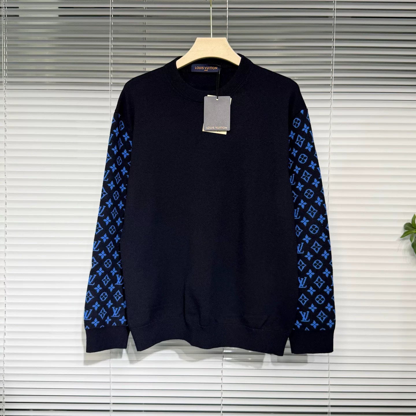 Louis Vuitton Monogram All-Over Print Wool Navy Knit Sweater