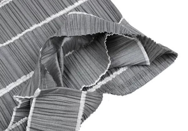 Issey Miyake Vintage Grey Striped Pleated Top
