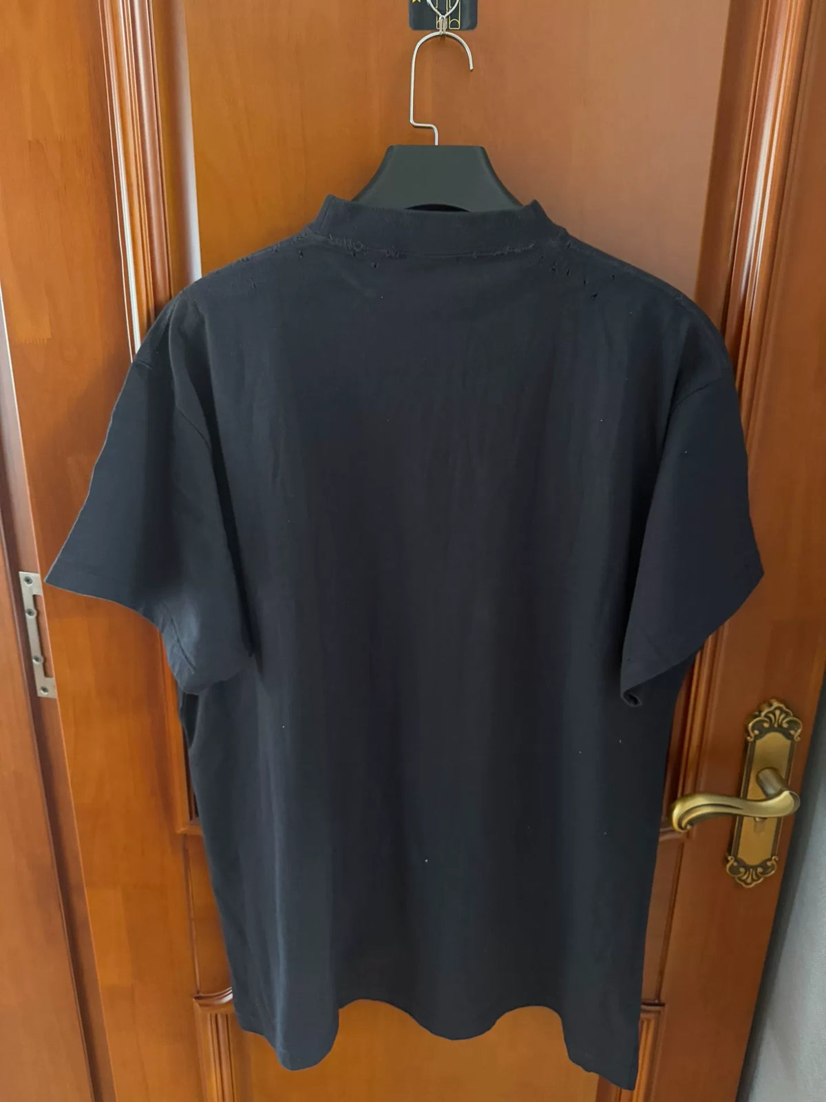 Balenciaga Cracked Tape Letter Logo Distressed Short Sleeve T-Shirt