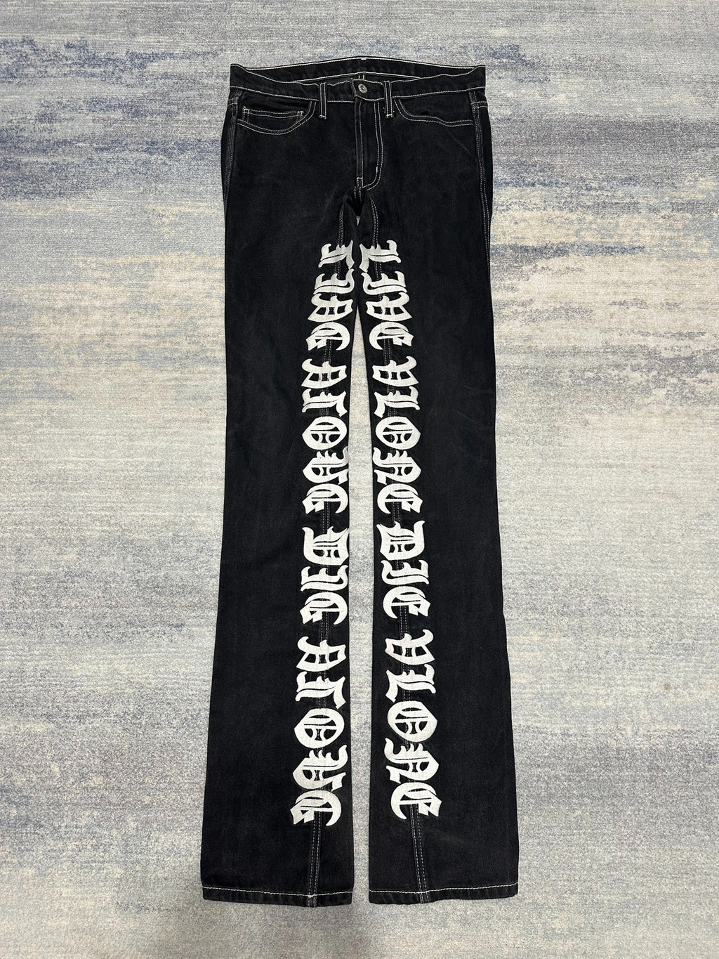 Vlone Og Black White Old English Runway Denim Sanskrit SS18 Jeans