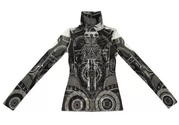 Jean Paul Gaultier Vintage Black Robot Mesh Top