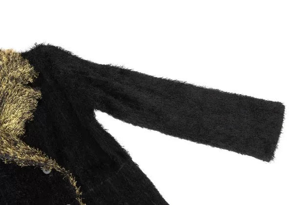 Issey Miyake Vintage Black Gold Faux Fur Pleated Sweater