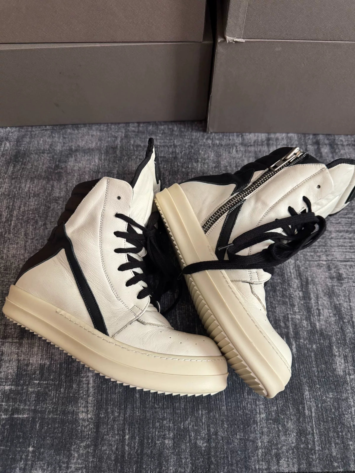 Rick Owens Inverted-Triangle White Sneakers