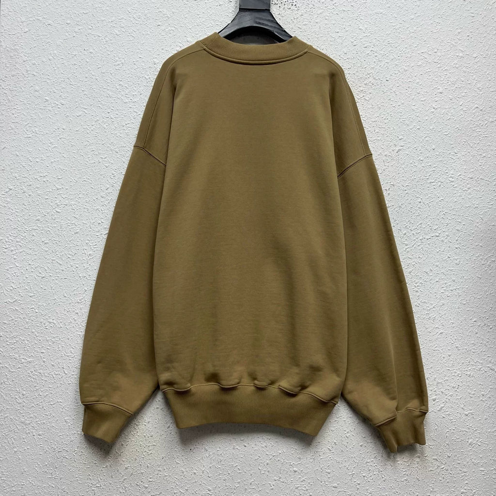 Balenciaga Wheat Double B Embroidered Logo Sweater